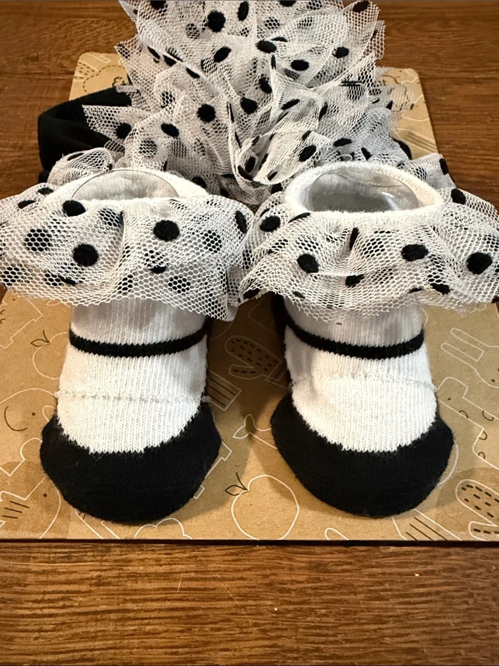Baby Essentials Black and White Polka Dot Baby Hat & Socks Set